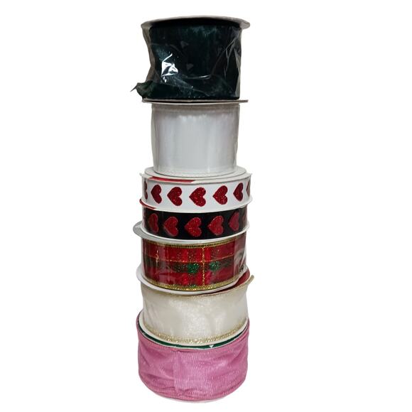 🎗️🎀Vintage Ribbon Bundle Valentine Christmas Patriotic Floral10 Rolls + Extras - Picture 3 of 11